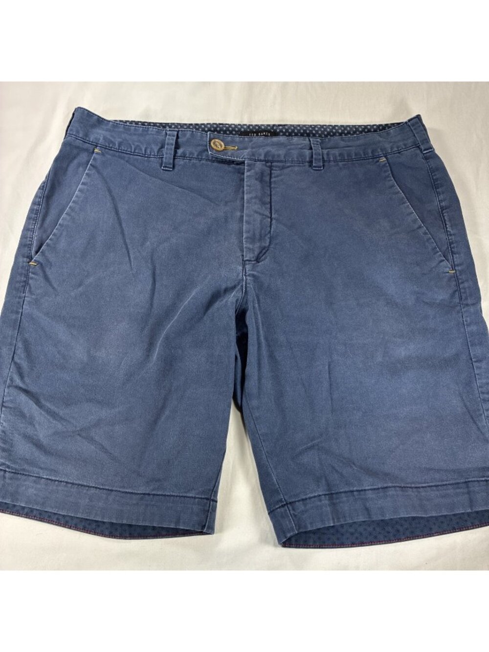 Ted Baker London Mens Chino Shorts Light Blue 36R Cotton Geometric Flat Front